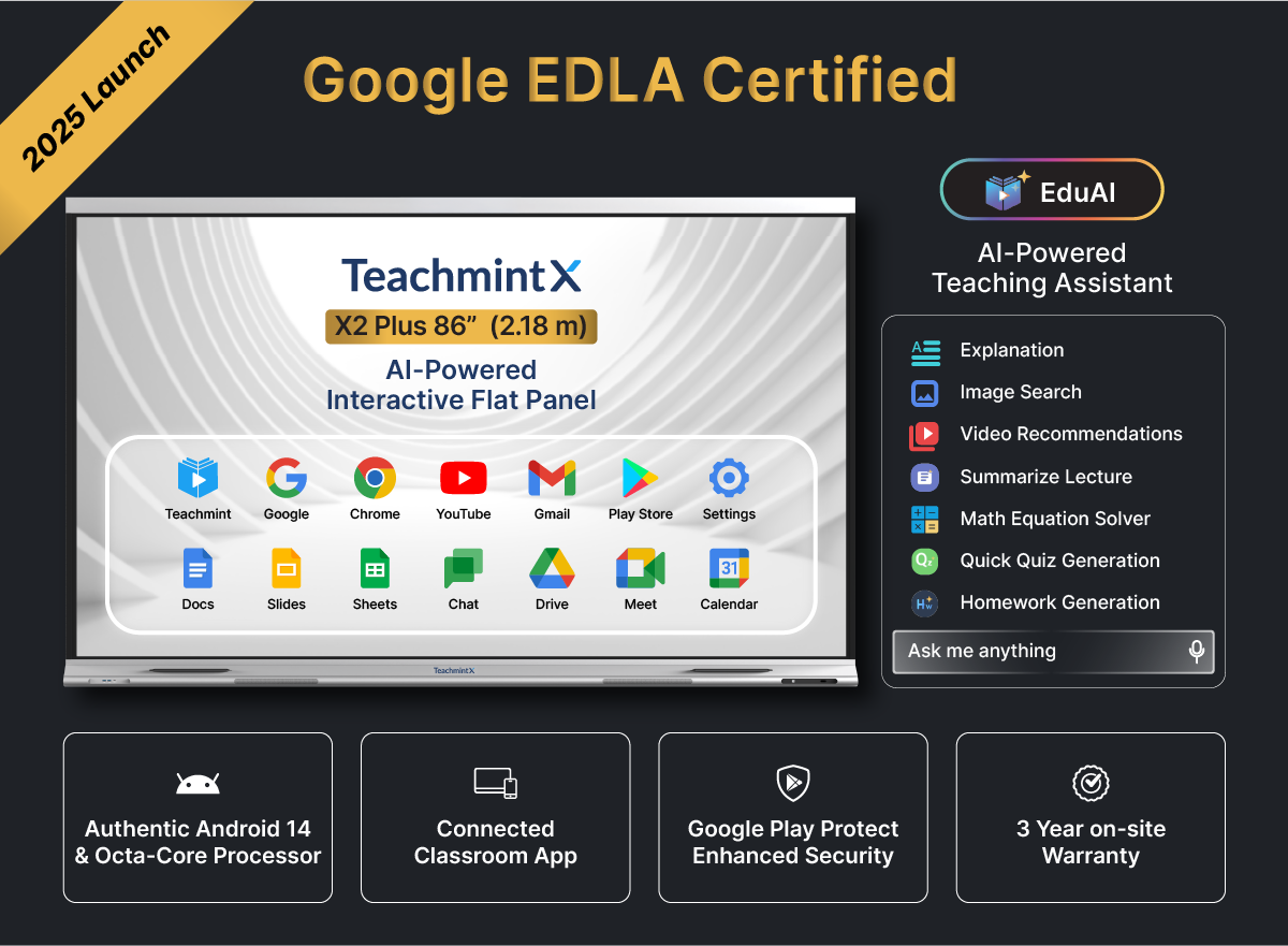 X2 Plus Digital Board for Teaching 86 inch (2.18m) Google EDLA Certified
