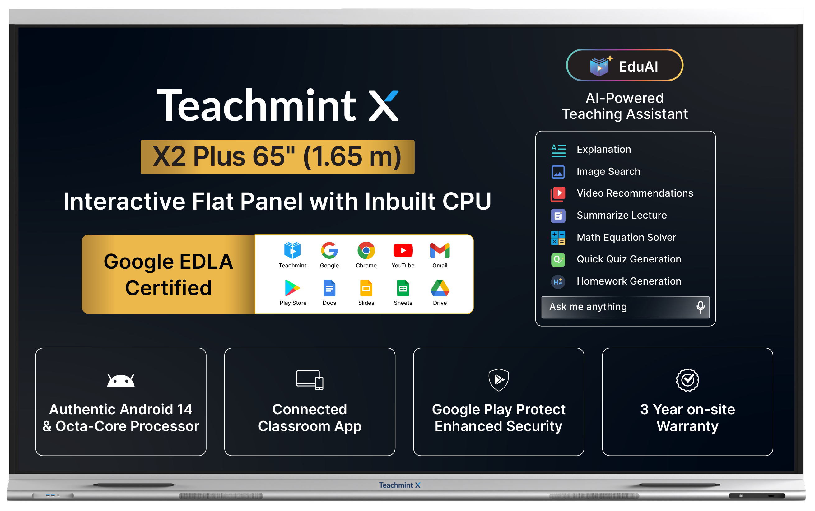 X2 Plus - 65 inch (1.65 m) Interactive Flat Panel with Inbuilt CPU