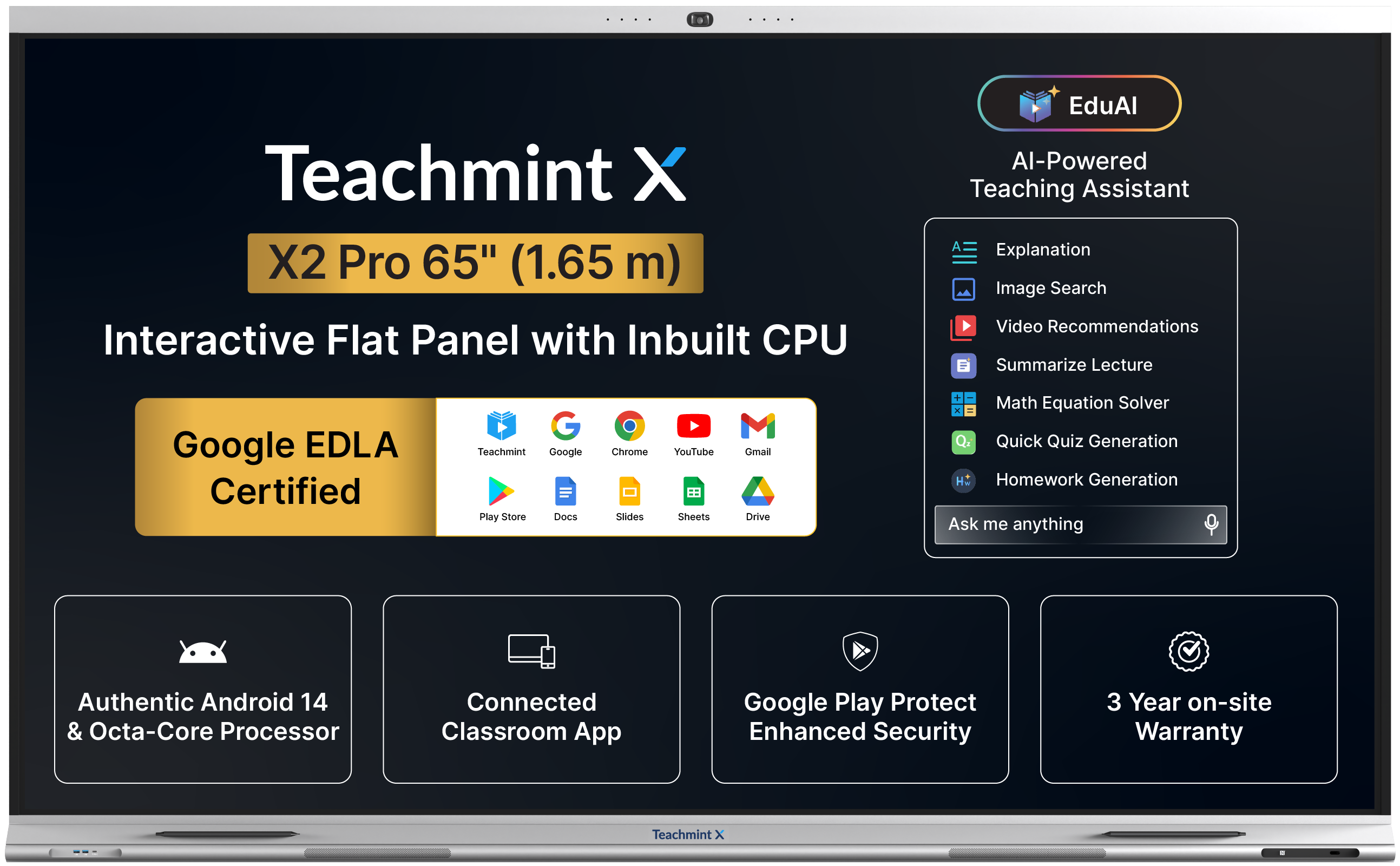 X2 Pro – 65 inch (1.65 m) Interactive Flat Panel with Inbuilt CPU
