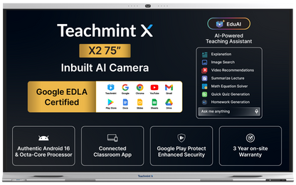 X2 75 inch (1.89 m) Smart Digital Board for Teaching (With Camera)