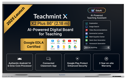 X2 Plus Digital Board for Teaching 86 inch (2.18m) Google EDLA Certified