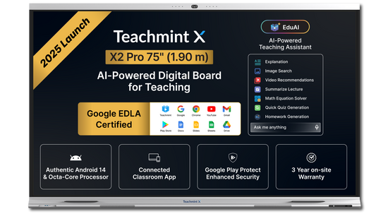 X2 Pro Digital Board for Teaching 75 inch (1.90 m) Google EDLA Certified